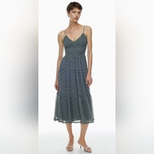 Aritzia Wilfred Tuberose Dress vintage navy/light birch floral size XXS